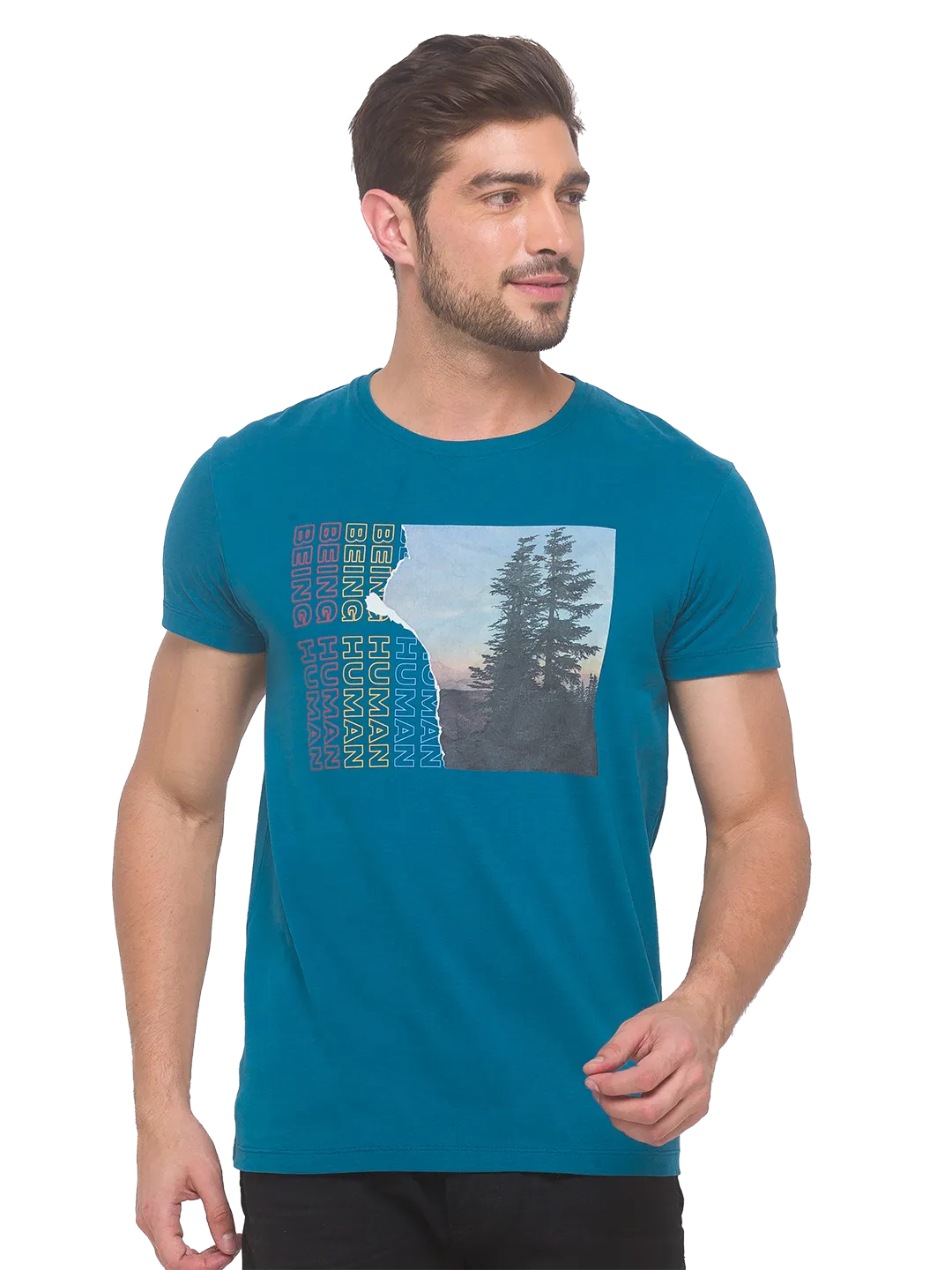 Being Human Clothing Men Regular Fit Crew Neck T-Shirts-Ocean