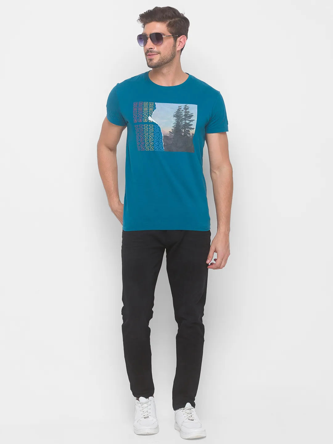 Being Human Clothing Men Regular Fit Crew Neck T-Shirts-Ocean