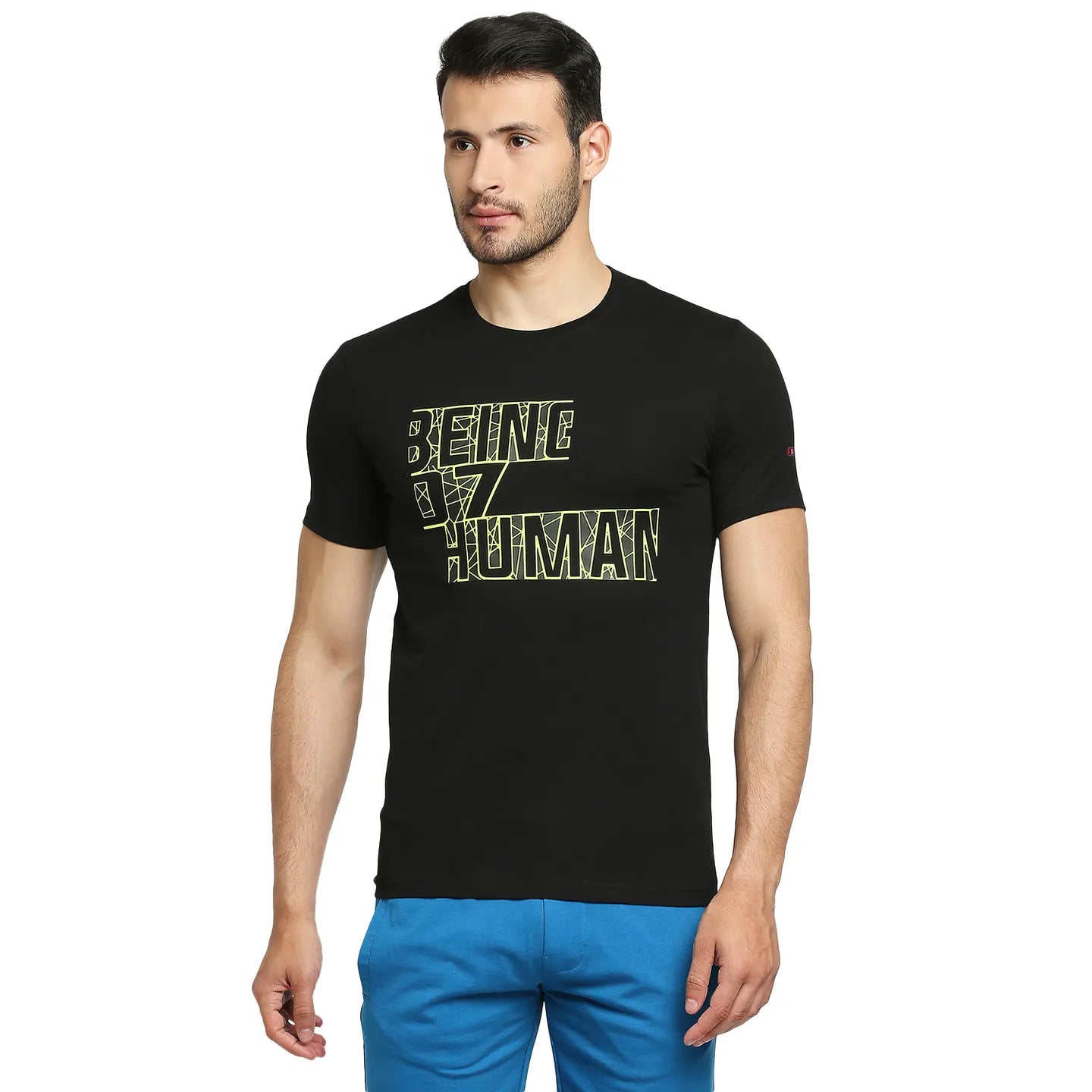 Being Human Clothing Men Regular Fit Crew Neck T-Shirts-Black