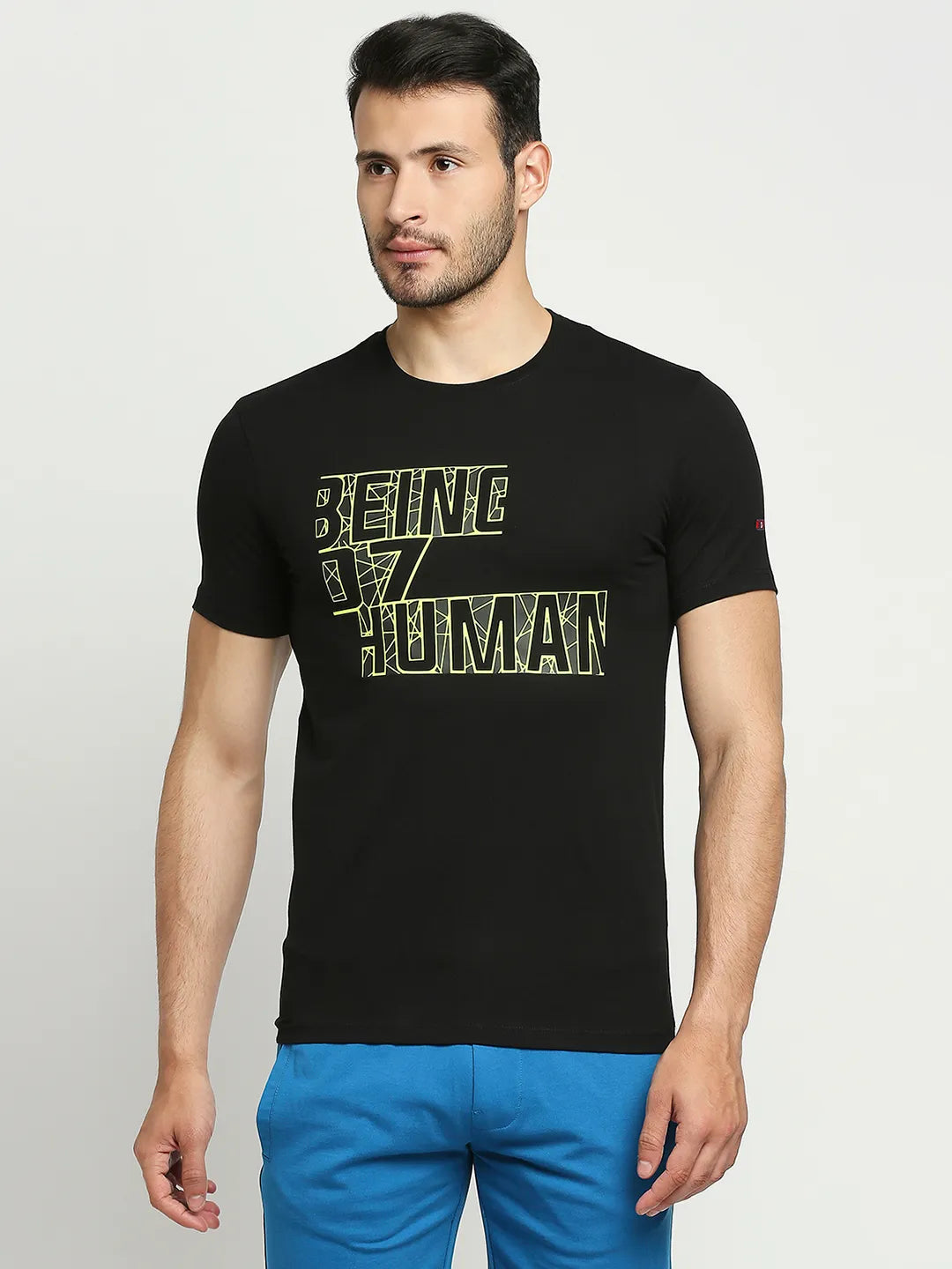 Being Human Clothing Men Regular Fit Crew Neck T-Shirts-Black