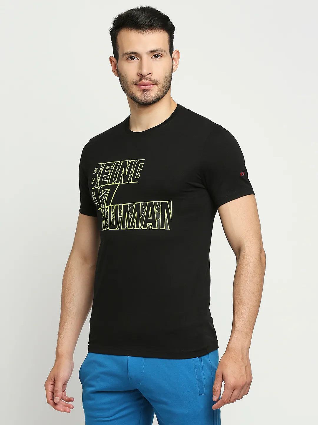 Being Human Clothing Men Regular Fit Crew Neck T-Shirts-Black