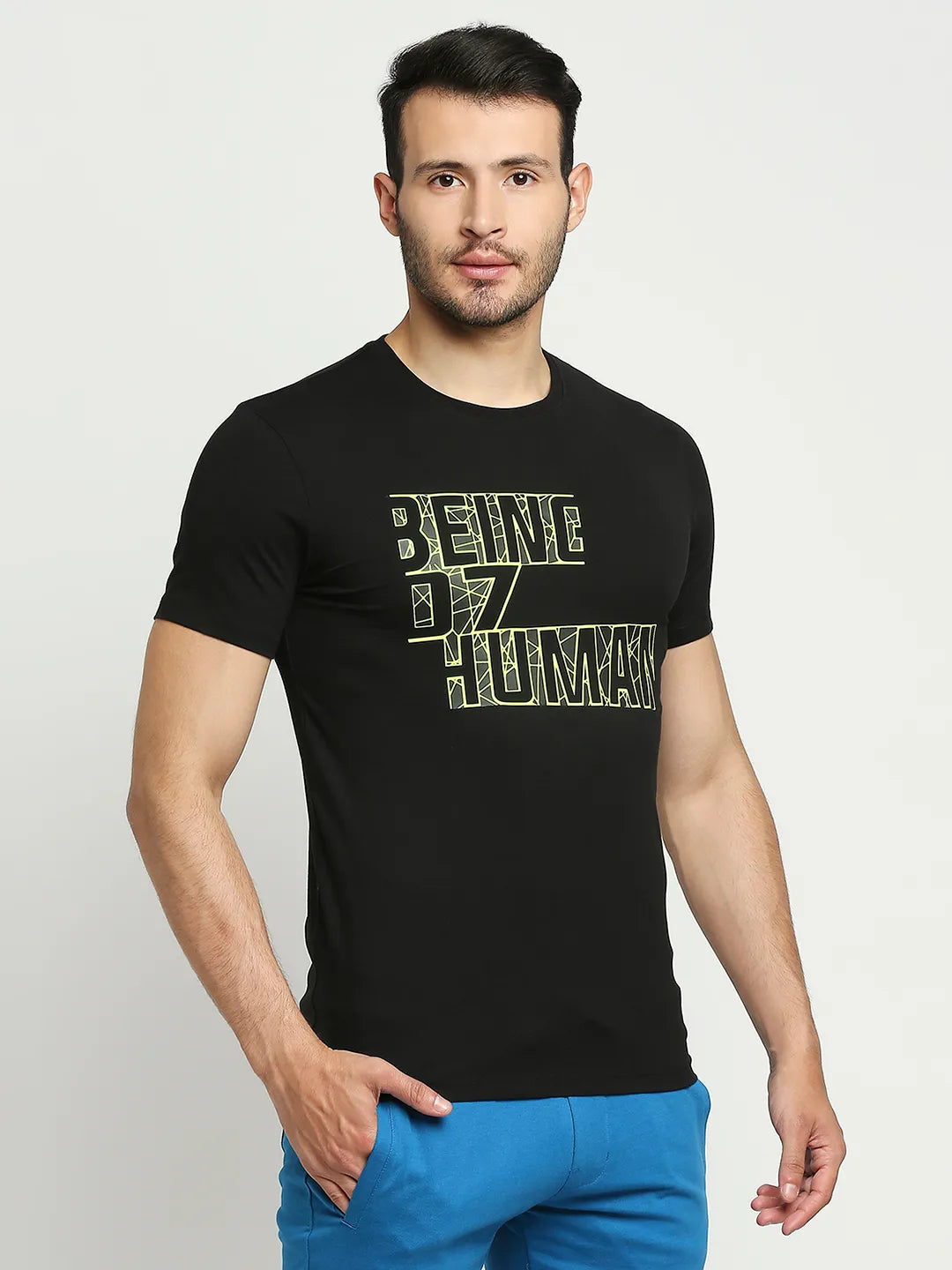 Being Human Clothing Men Regular Fit Crew Neck T-Shirts-Black