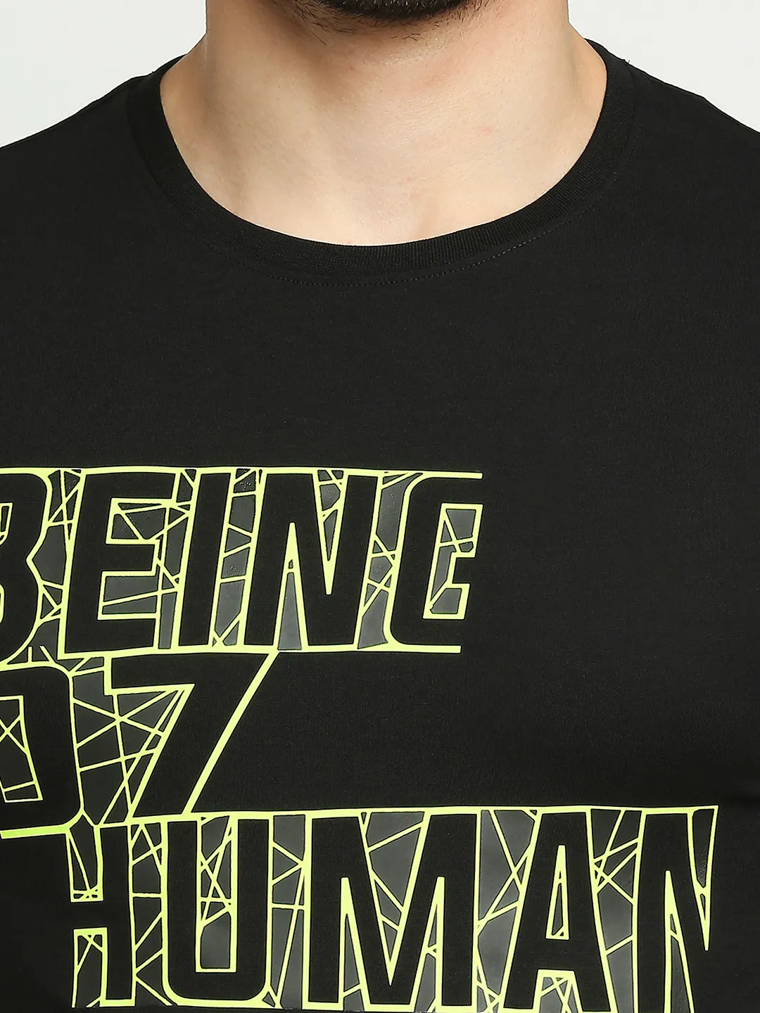 Being Human Clothing Men Regular Fit Crew Neck T-Shirts-Black