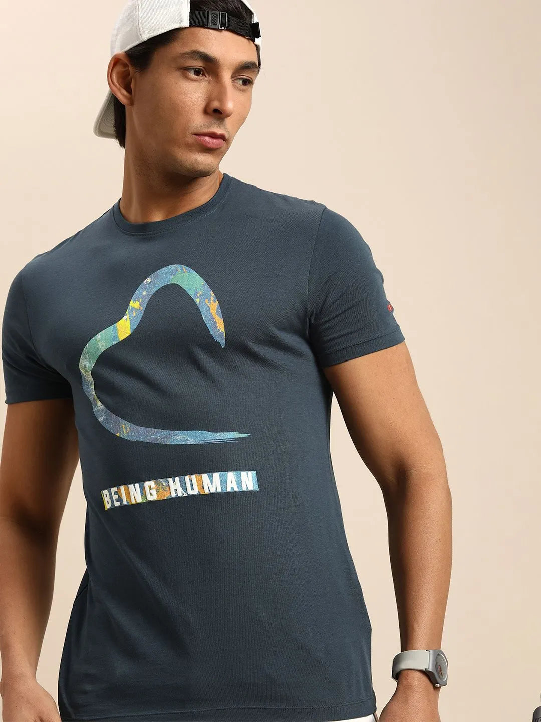 Navy Regular Fit Men's Short Sleeves T-Shirt by Being Human Clothing