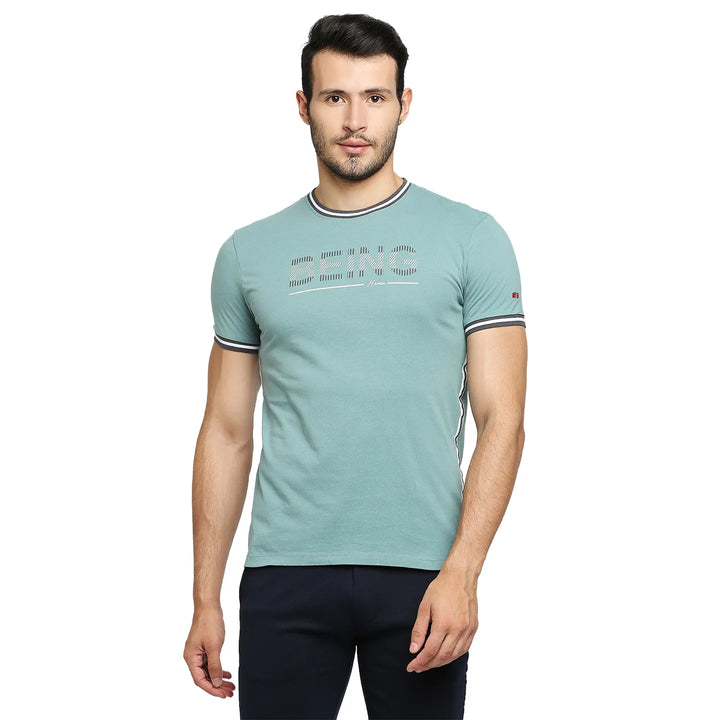 Dusty Green Regular Fit Round Neck Men's T-Shirt by Being Human Clothing