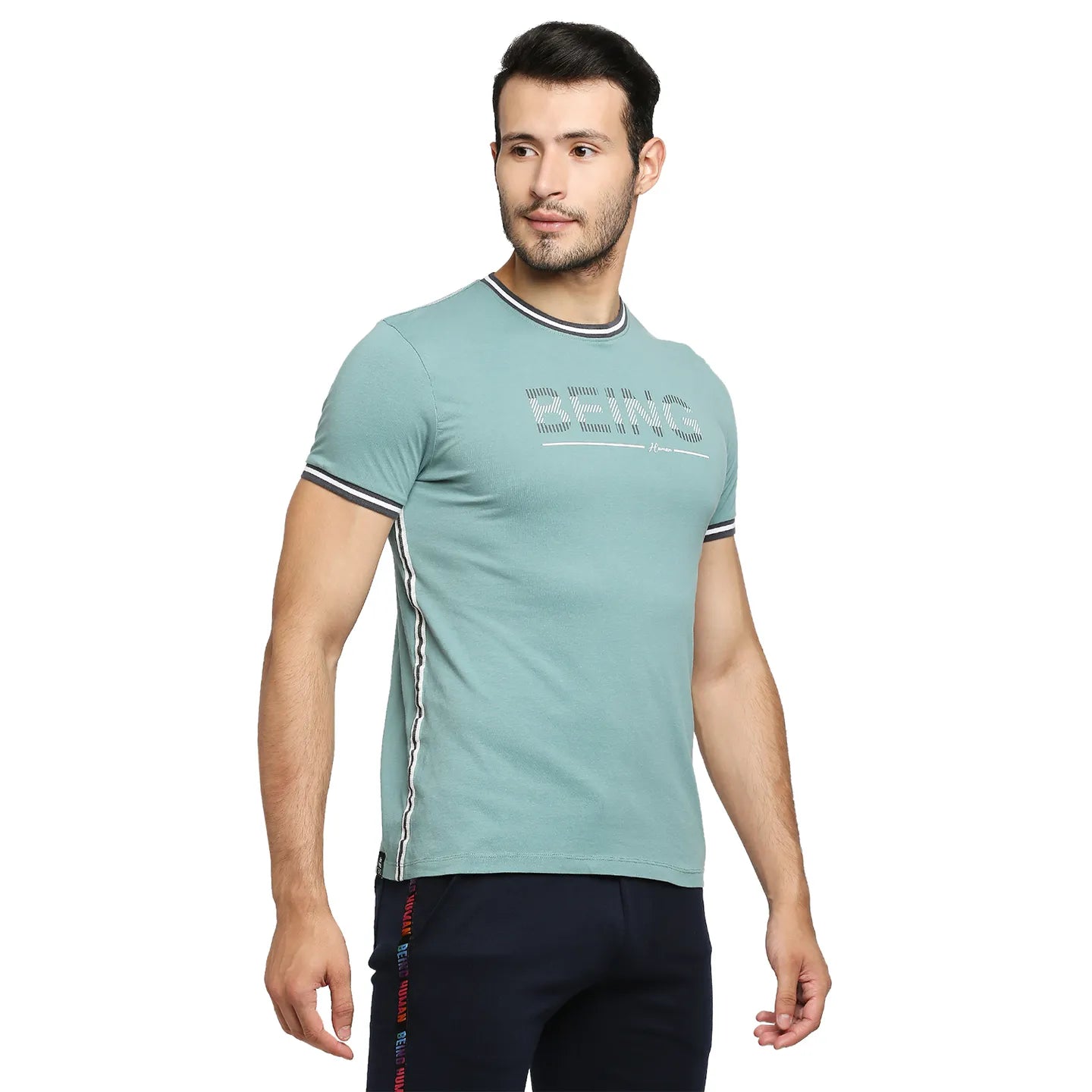 Being Human Clothing Men Regular Fit Crew Neck T-Shirts-Dusty Green