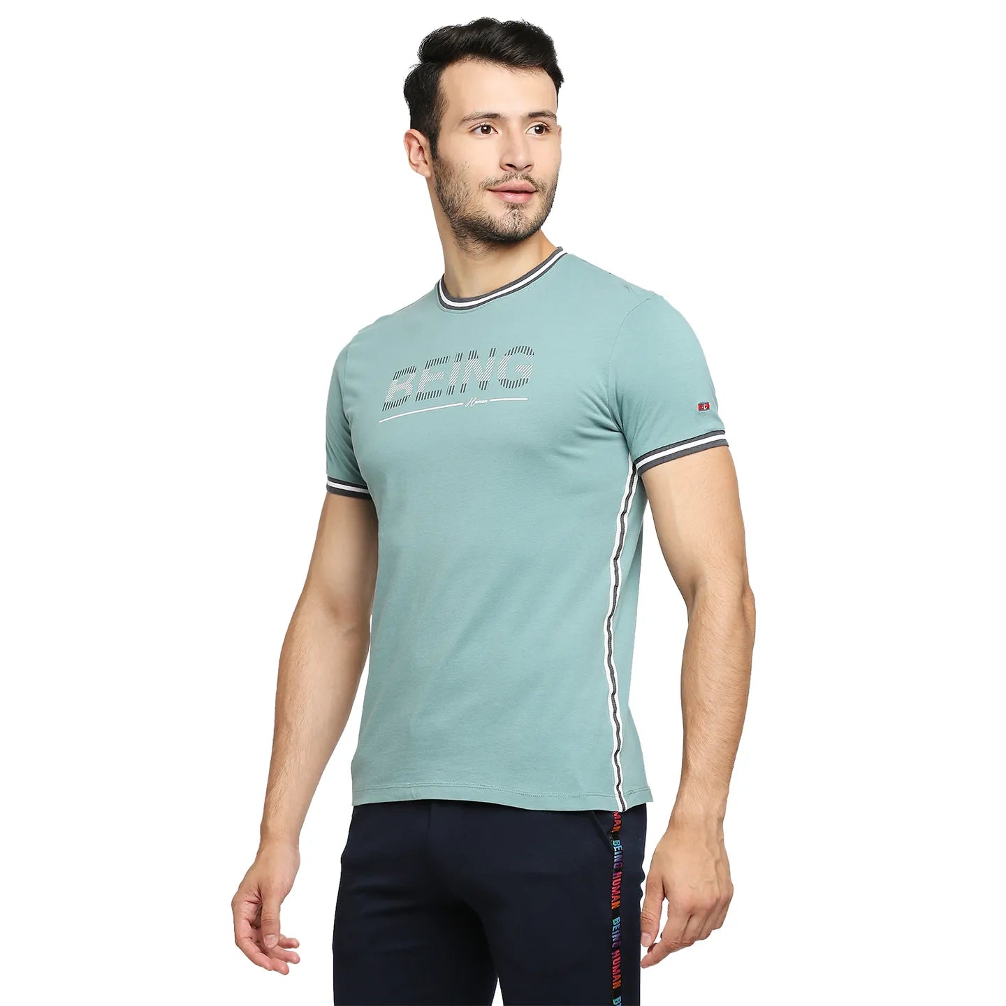 Being Human Clothing Men Regular Fit Crew Neck T-Shirts-Dusty Green