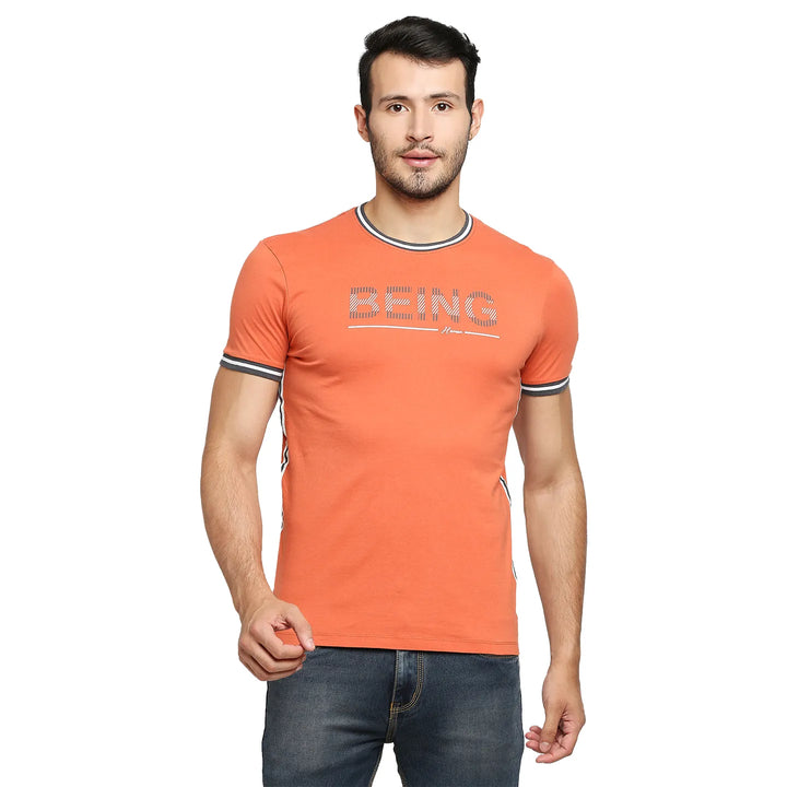 Rust Regular Fit Round Neck Men's T-Shirt by Being Human Clothing