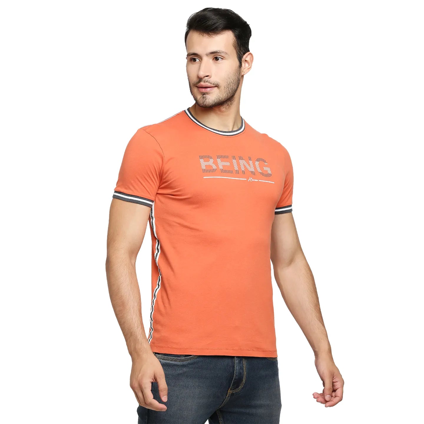 Being Human Clothing Men Regular Fit Crew Neck T-Shirts-Rust