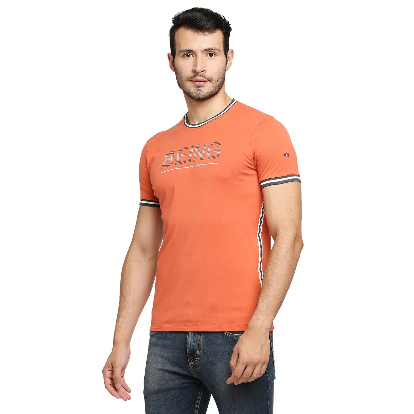 Being Human Clothing Men Regular Fit Crew Neck T-Shirts-Rust