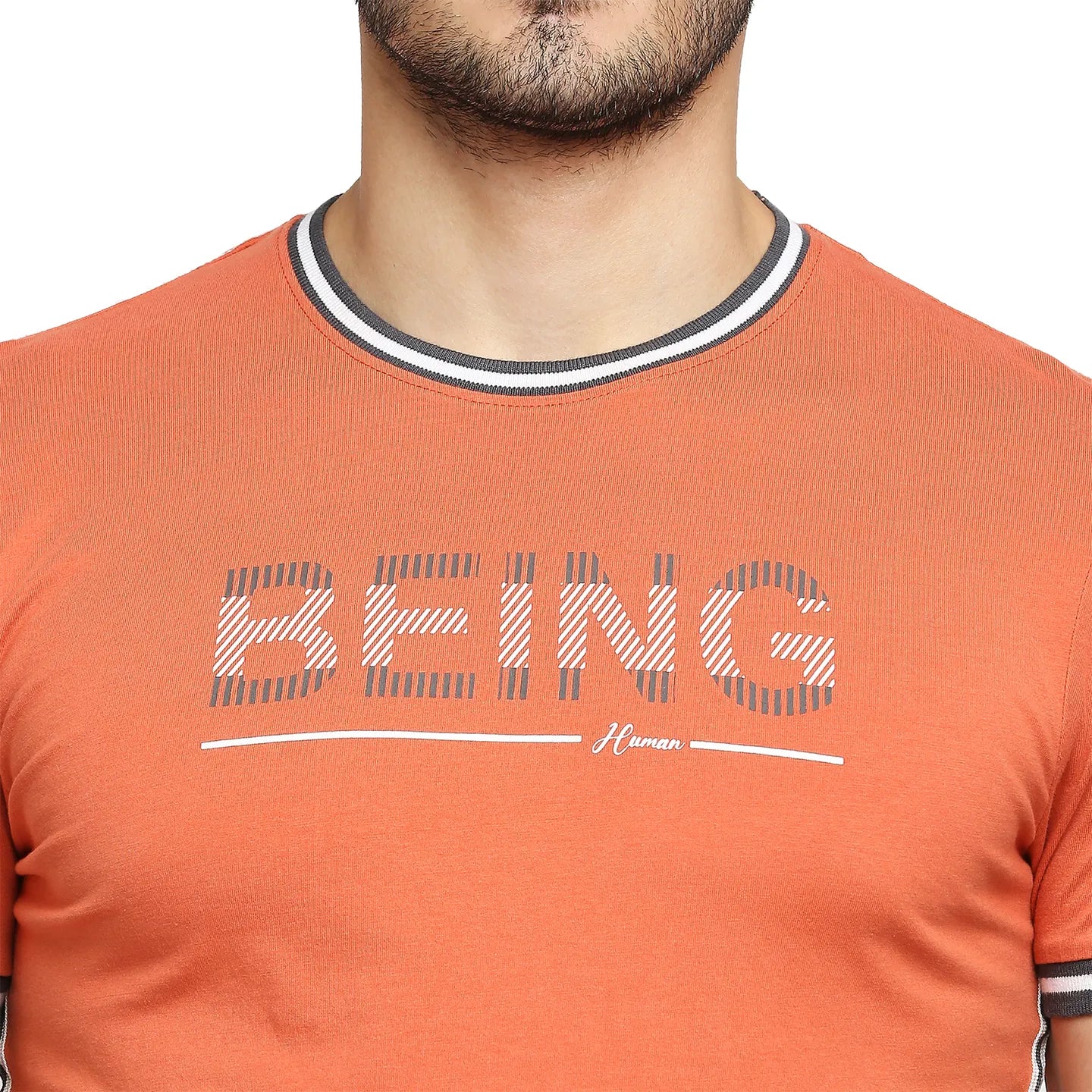 Being Human Clothing Men Regular Fit Crew Neck T-Shirts-Rust
