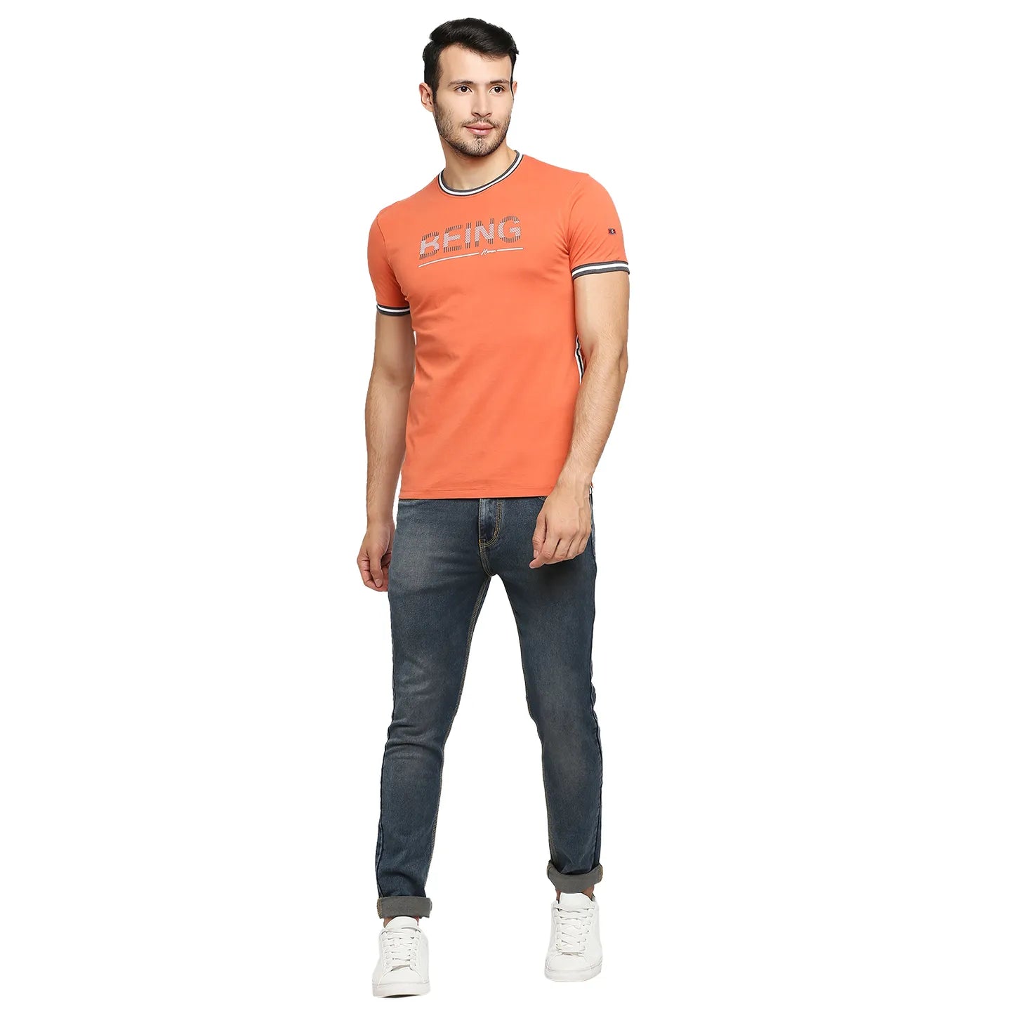Being Human Clothing Men Regular Fit Crew Neck T-Shirts-Rust