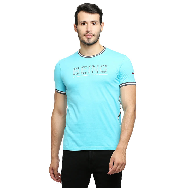 Scuba Blue Regular Fit Round Neck Men's T-Shirt by Being Human Clothing