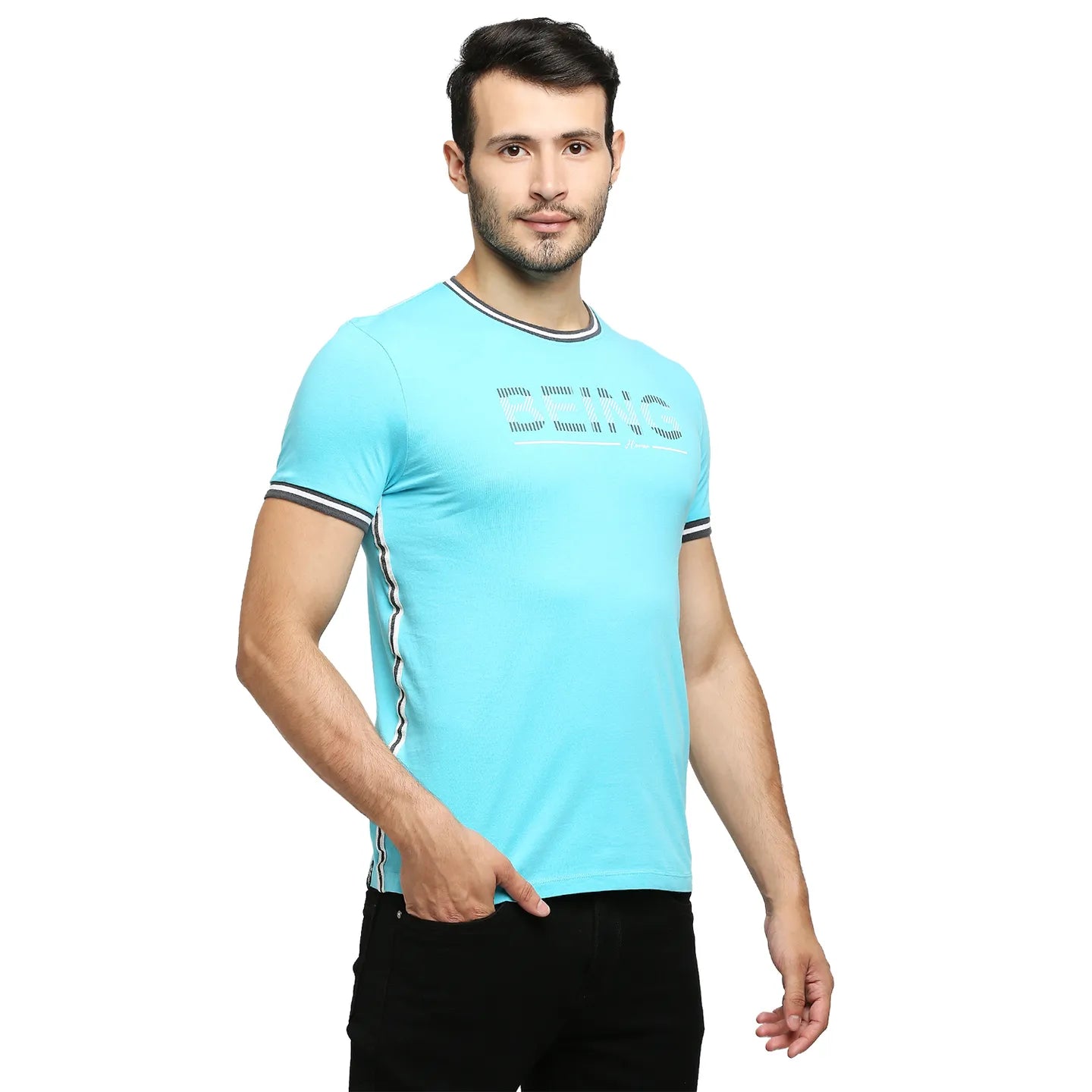 Being Human Clothing Men Regular Fit Crew Neck T-Shirts-Scuba Blue