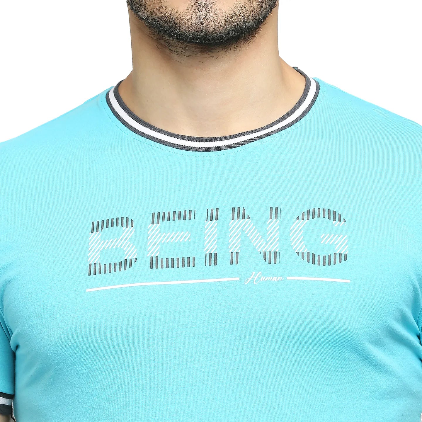 Being Human Clothing Men Regular Fit Crew Neck T-Shirts-Scuba Blue