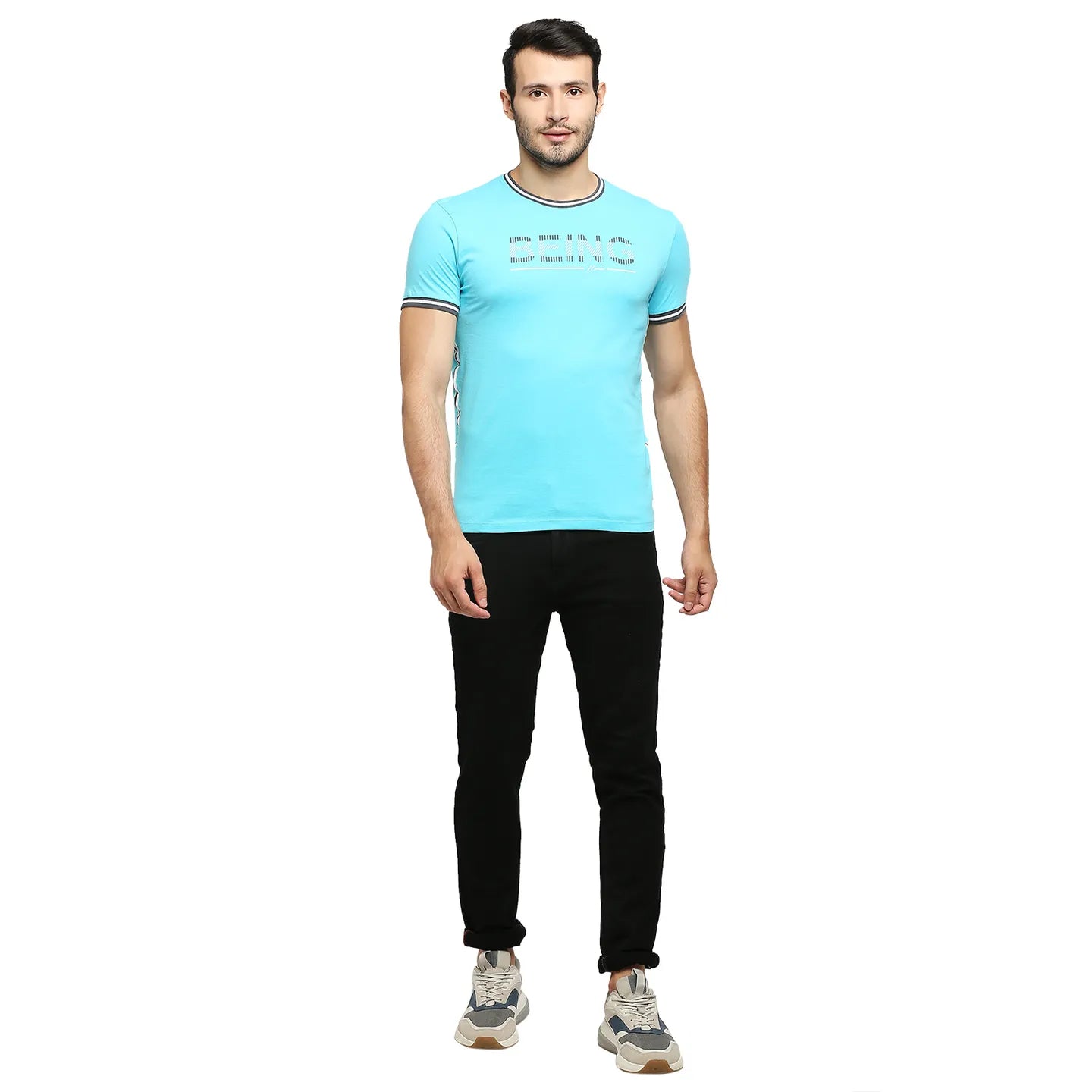 Being Human Clothing Men Regular Fit Crew Neck T-Shirts-Scuba Blue