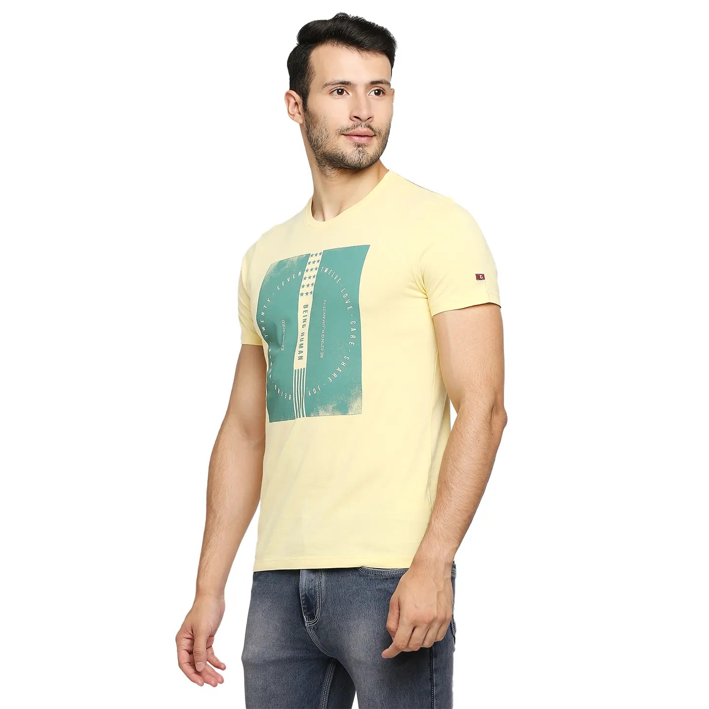 Yellow Regular Fit Men's Short Sleeves T-Shirt by Being Human Clothing