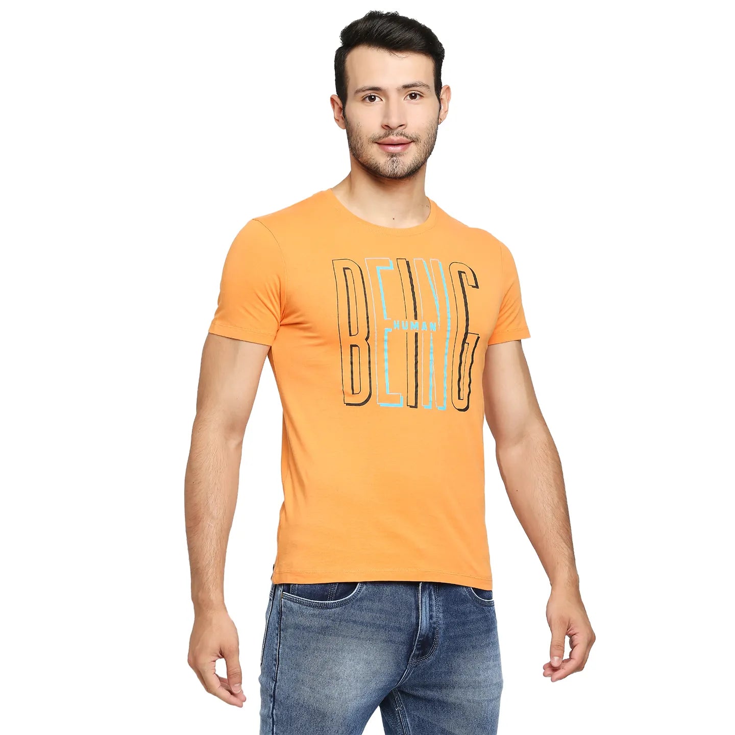 Being Human Clothing Men Regular Fit Crew Neck T-Shirts-Orange