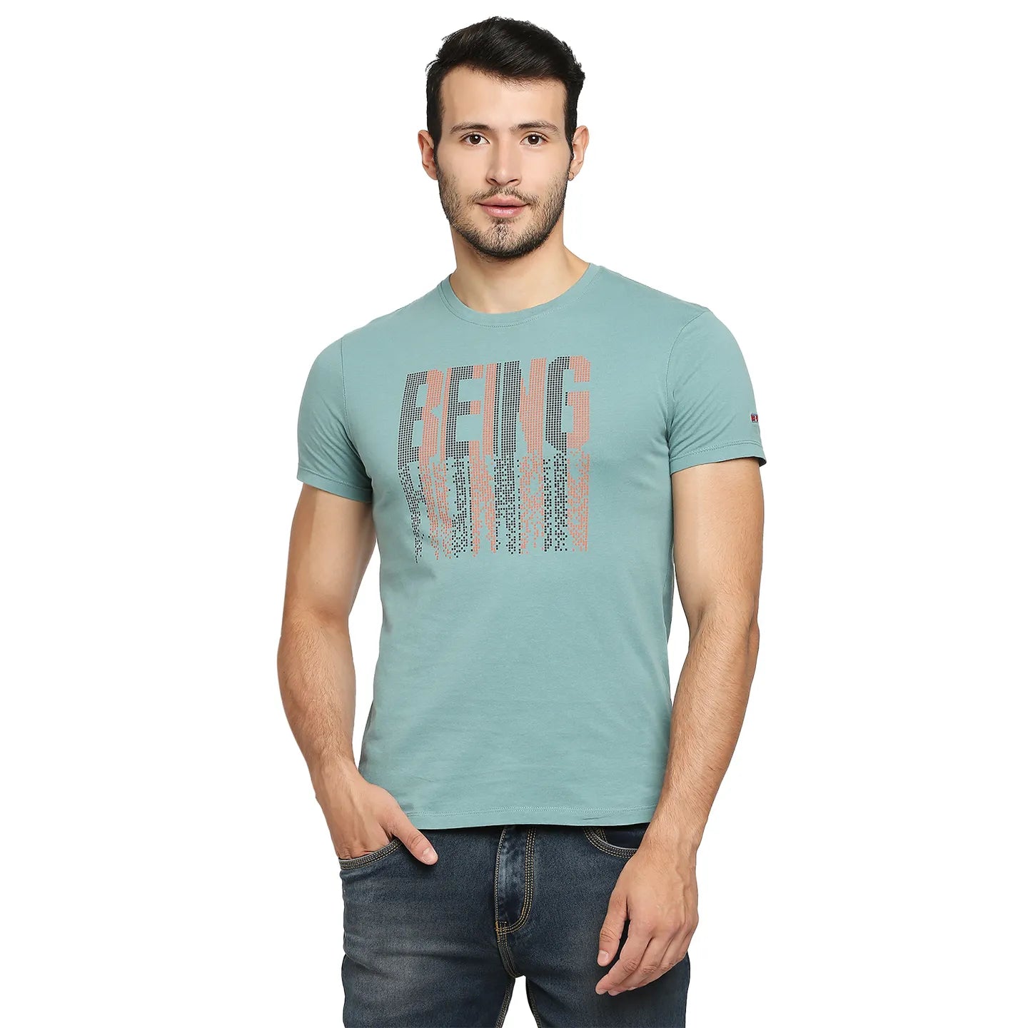 Green Regular Fit Men's Short Sleeves T-Shirt by Being Human Clothing