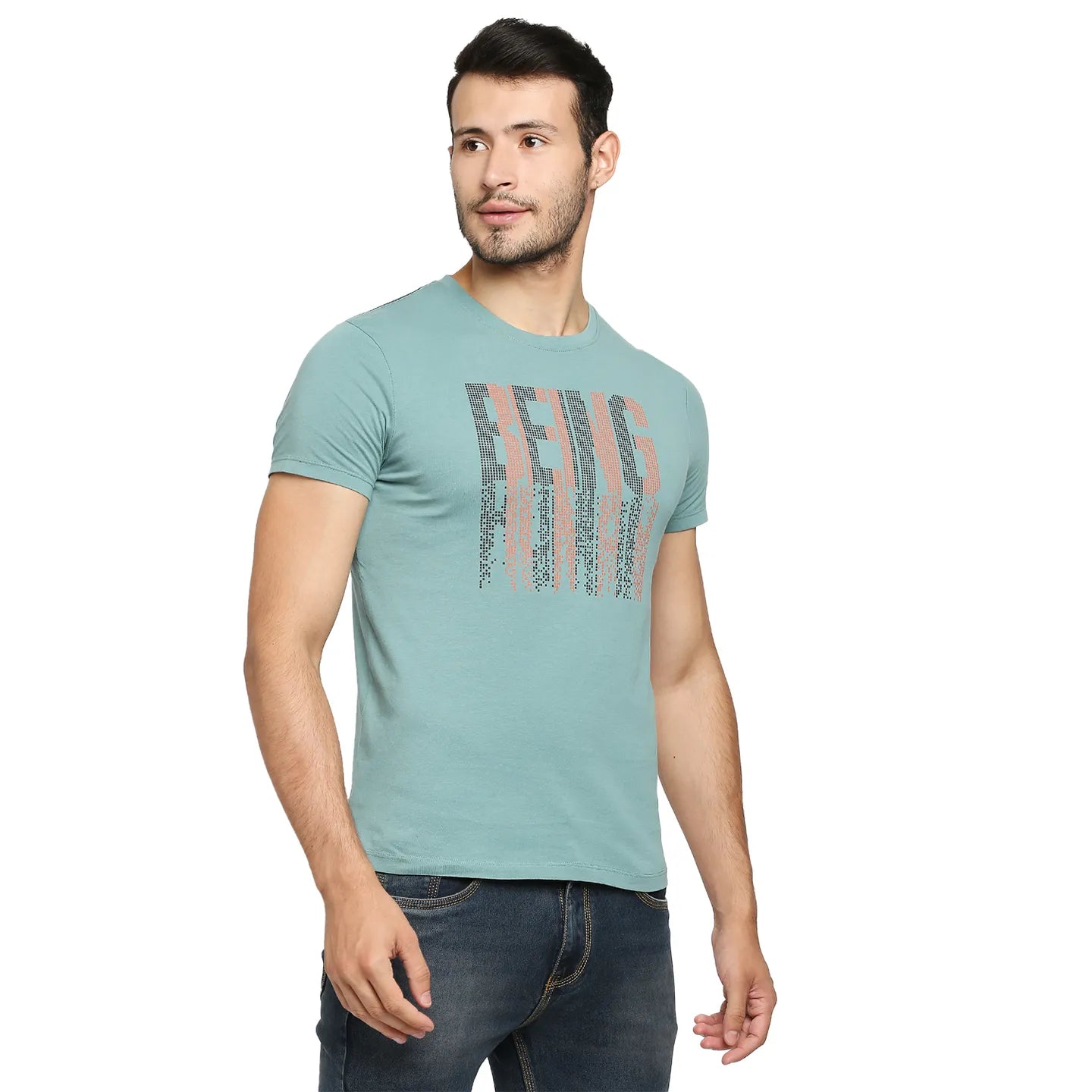 Green Regular Fit Men's Short Sleeves T-Shirt by Being Human Clothing