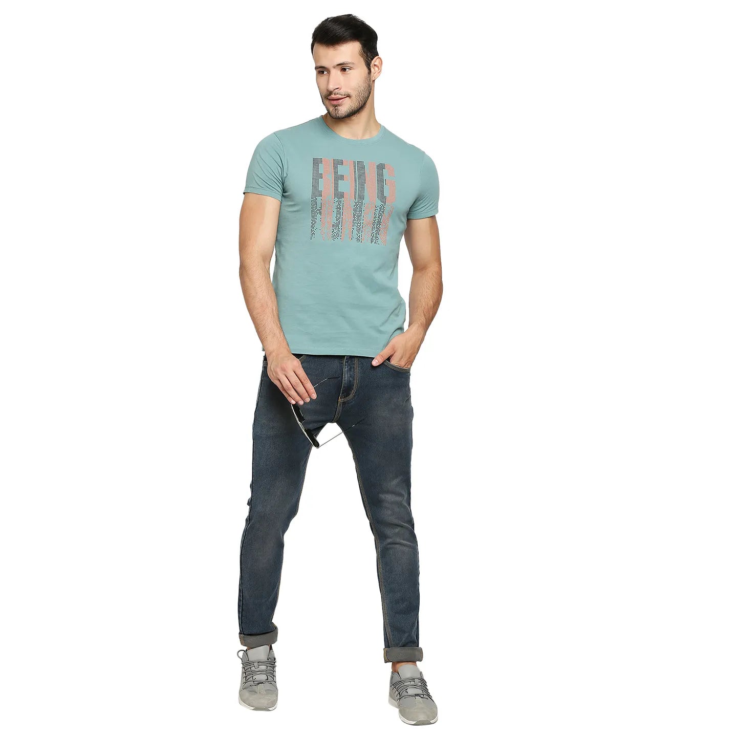Green Regular Fit Men's Short Sleeves T-Shirt by Being Human Clothing