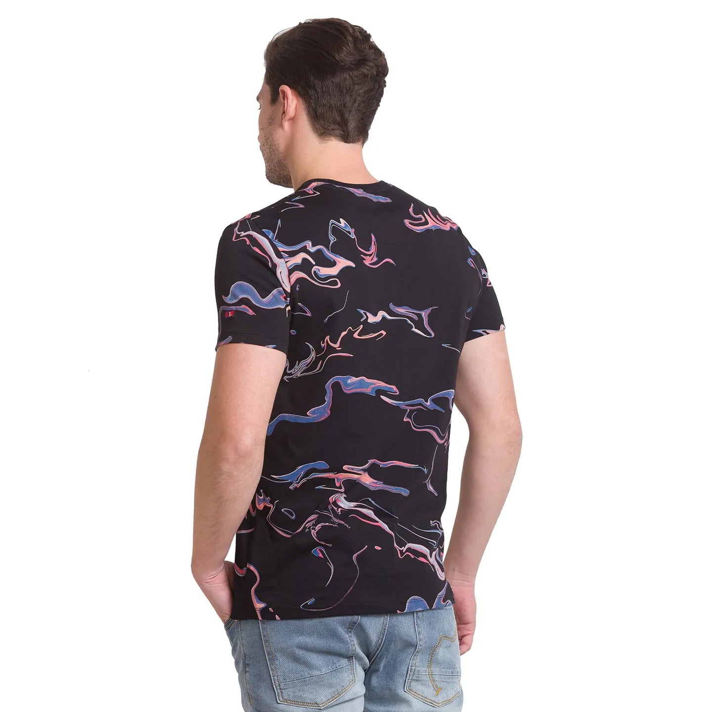 Black Regular Fit Round Neck Men's T-Shirt by Being Human Clothing