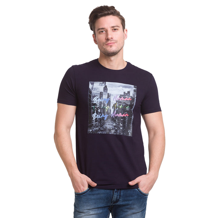 Navy Regular Fit Round Neck Men's T-shirt
