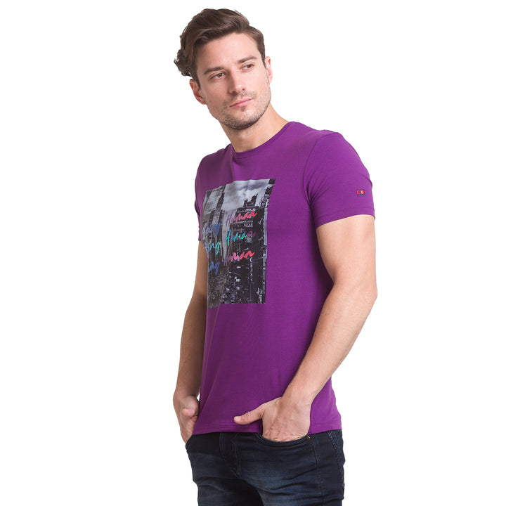 Violet Regular Fit Round Neck Men's T-shirt