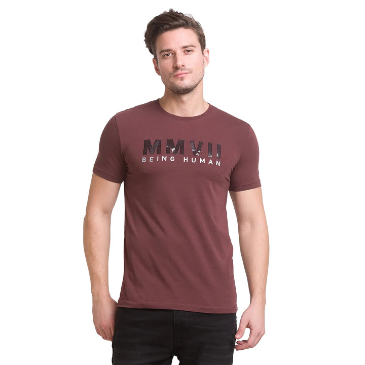 Black Coffee Regular Fit Round Neck Men's T-Shirt by Being Human Clothing