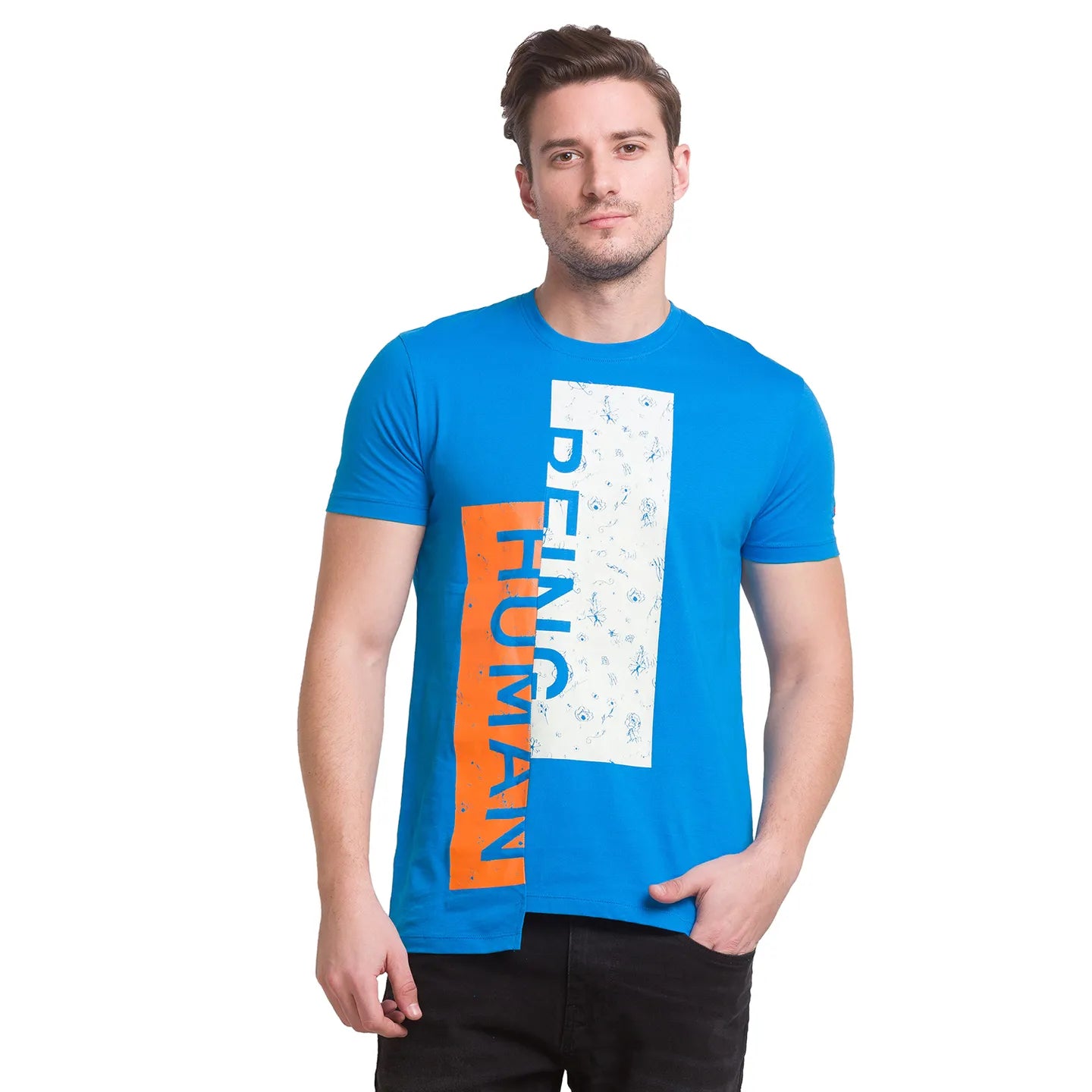 Blue Regular Fit Men's Short Sleeves T-Shirt by Being Human Clothing