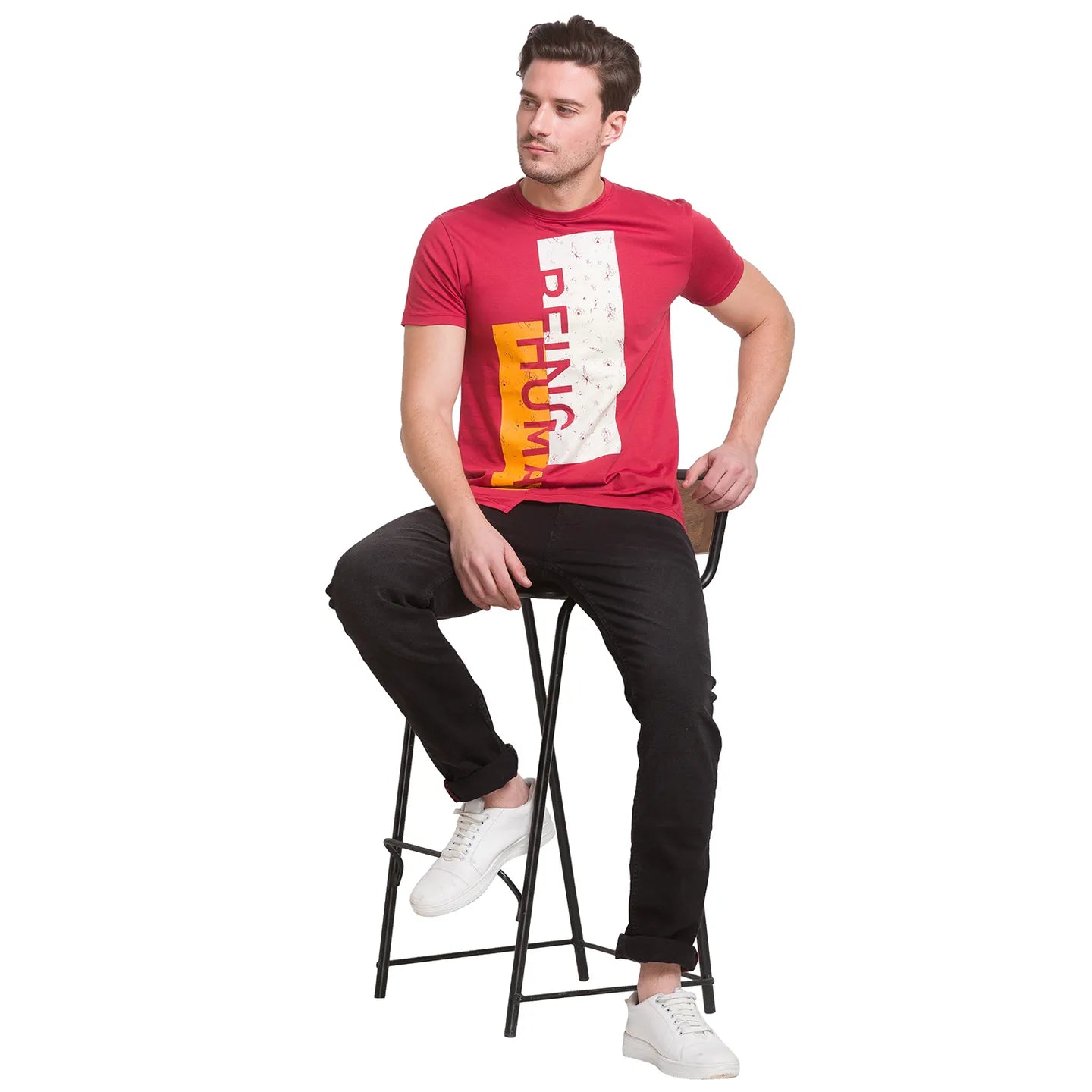 Mineral Red Regular Fit Round Neck Men's T-Shirt by Being Human Clothing