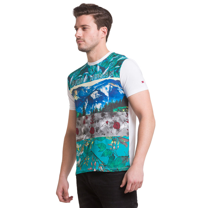 Multicolor Printed Round Neck Men's T-shirt