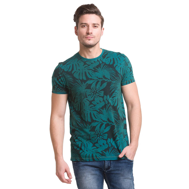 Green Slim Fit Men's Short Sleeves T-Shirt by Being Human Clothing