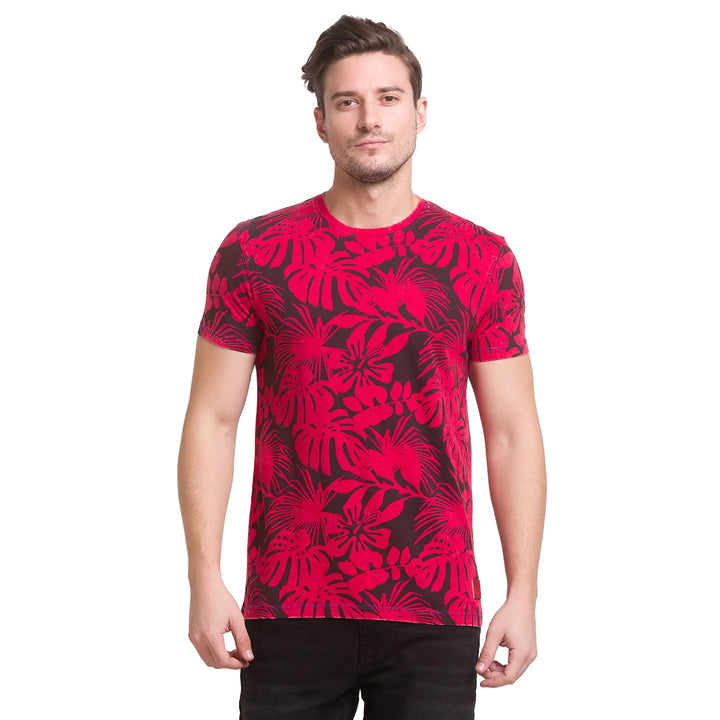 Red Slim Straight Fit Men's Short Sleeves T-Shirt by Being Human Clothing