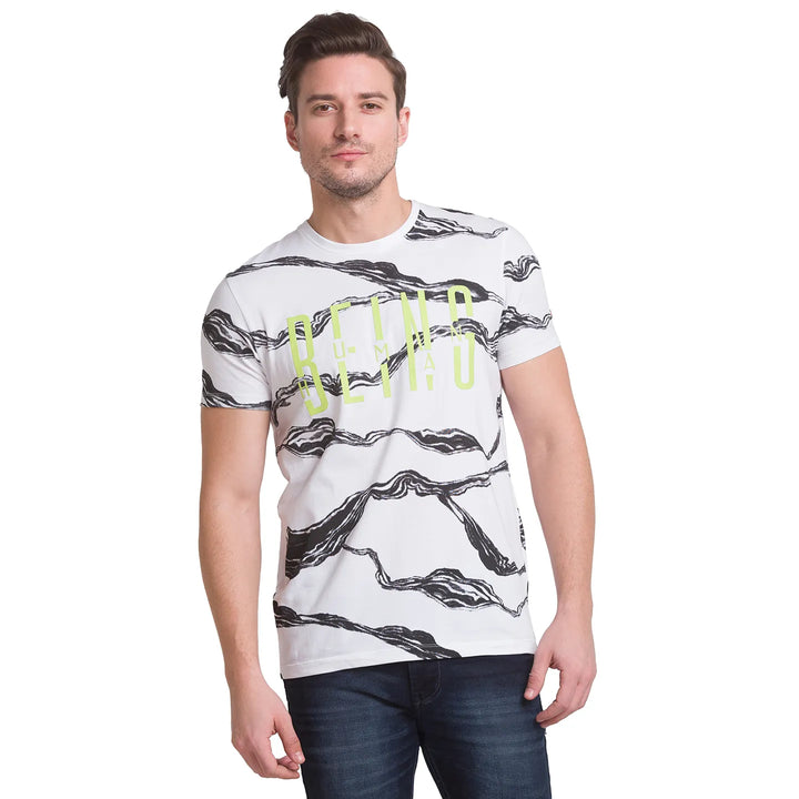 White Regular Fit Round Neck Men's T-Shirt by Being Human Clothing