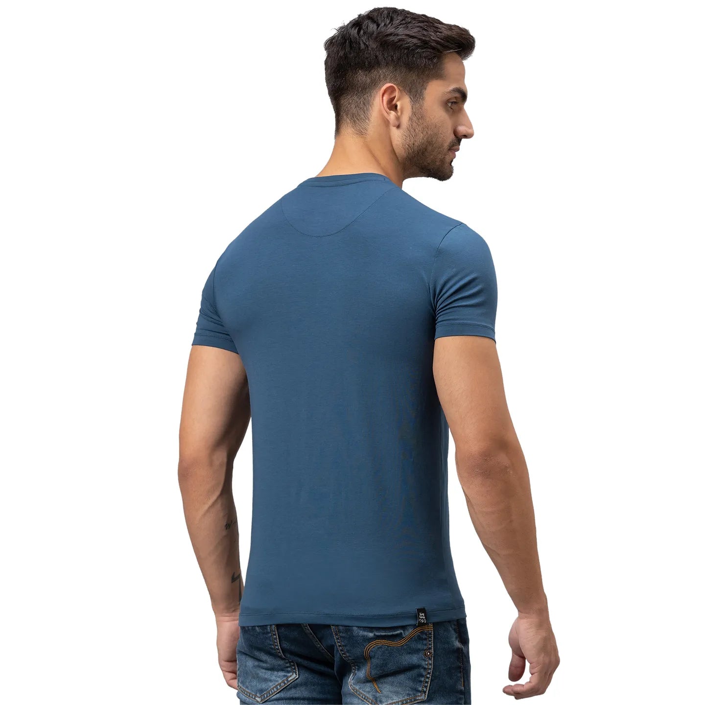 Being Human Clothing Men Regular Fit Crew Neck T-Shirts-Ocean Blue