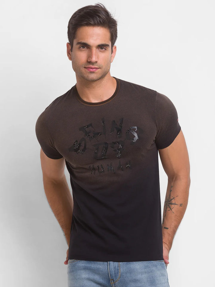 Black Slim Fit Men's Short Sleeves T-Shirt by Being Human Clothing