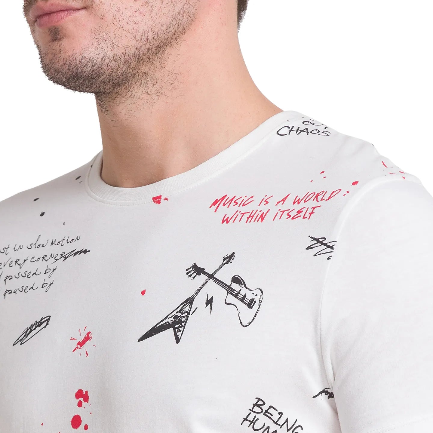 White Slim Straight Fit Men's Short Sleeves T-Shirt by Being Human Clothing