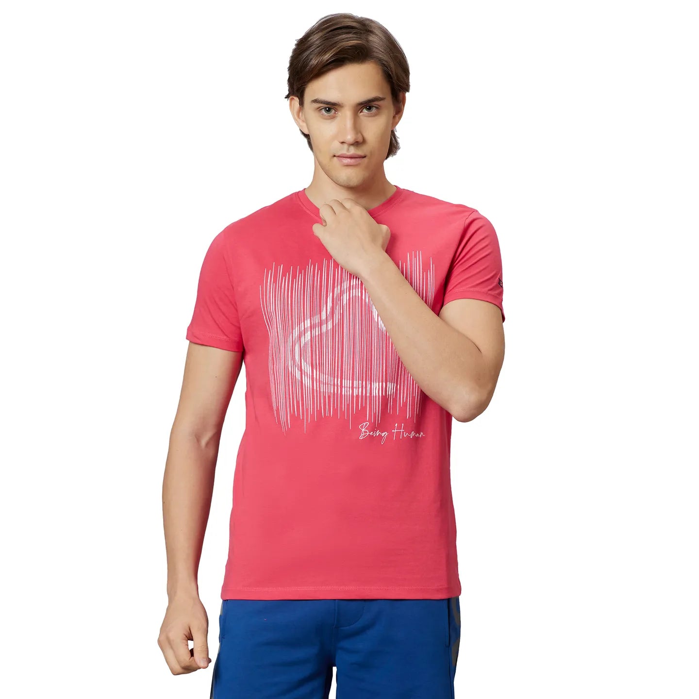 Being Human Clothing Men Regular Fit Crew Neck T-Shirts-Raspberry