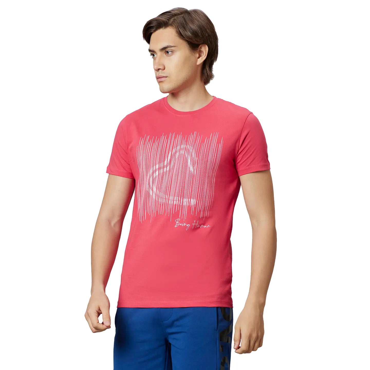 Being Human Clothing Men Regular Fit Crew Neck T-Shirts-Raspberry