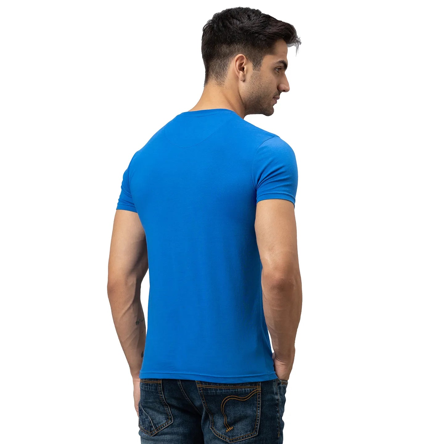 Blue Regular Fit Men's Short Sleeves T-Shirt by Being Human Clothing