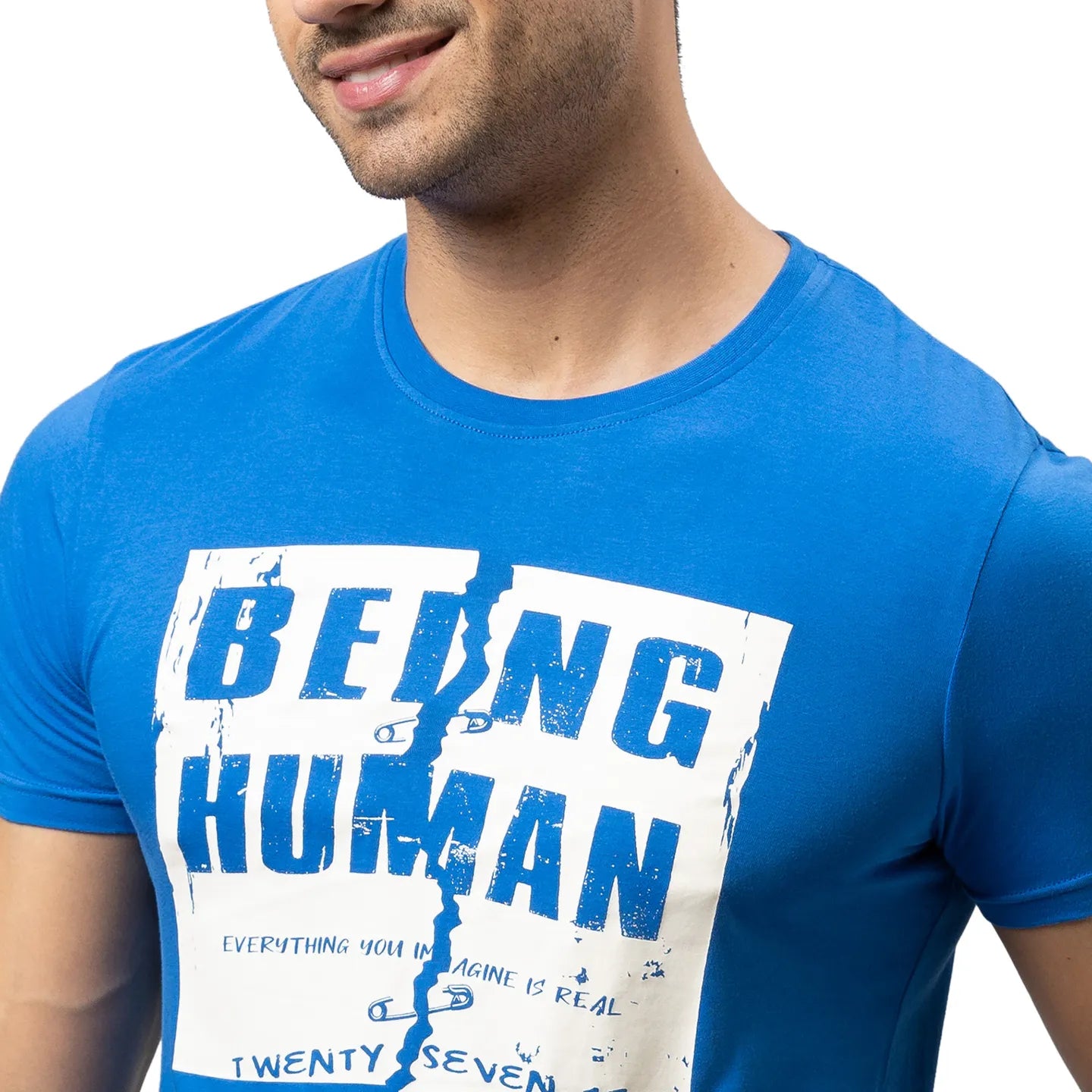 Blue Regular Fit Men's Short Sleeves T-Shirt by Being Human Clothing