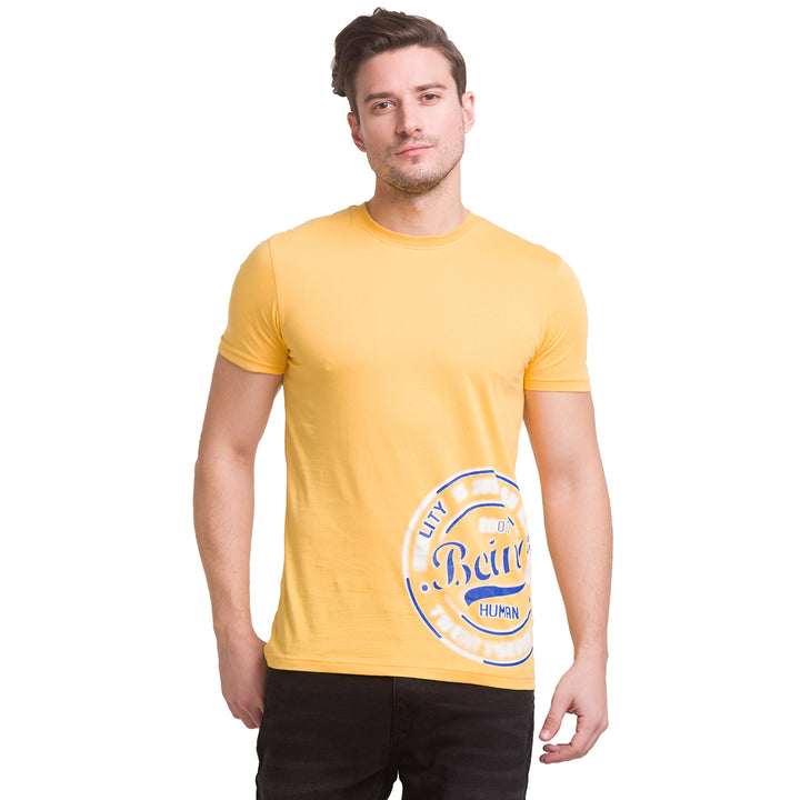 Yellow Regular Fit Round Neck Men's T-shirt