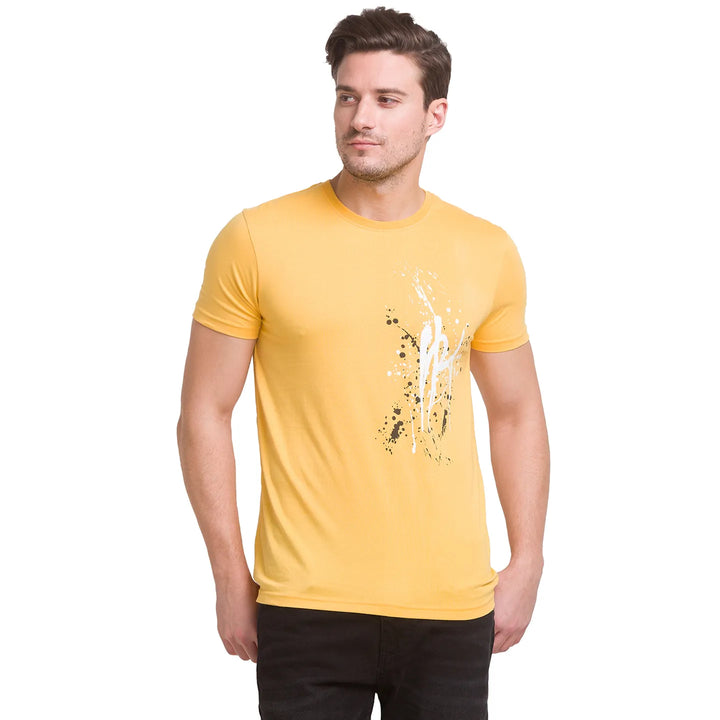 Yellow Regular Fit Round Neck Men's T-Shirt by Being Human Clothing