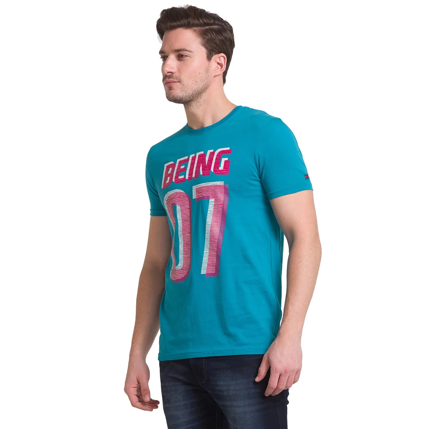 Dark Teal Regular Fit Round Neck Mens' T-Shirt by Being Human Clothing