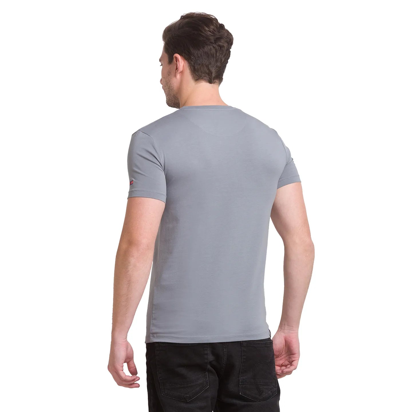 Being Human Clothing Men Slim Fit Crew Neck T-Shirts-Stone Grey