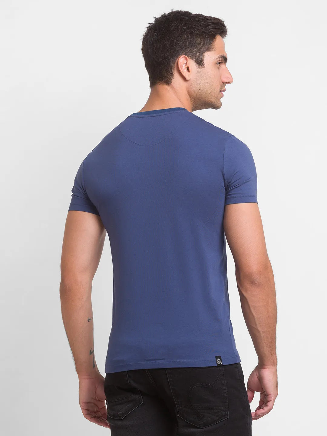 Being Human Clothing Men Slim Fit Crew Neck T-Shirts-Ocean Blue