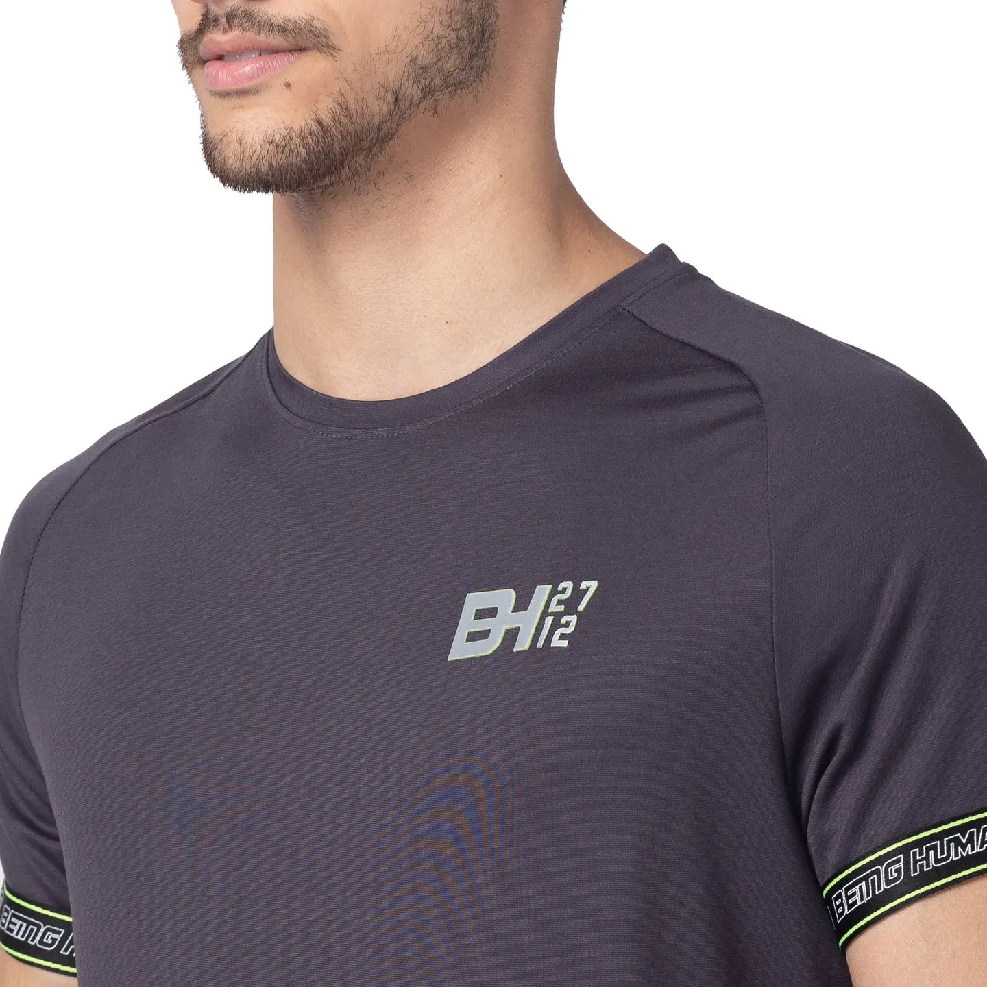 Dark Grey Regular Fit Round Neck Men's T-Shirt by Being Human Clothing