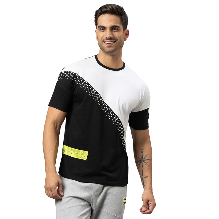 Black Regular Fit Round Neck Men's T-Shirt by Being Human Clothing