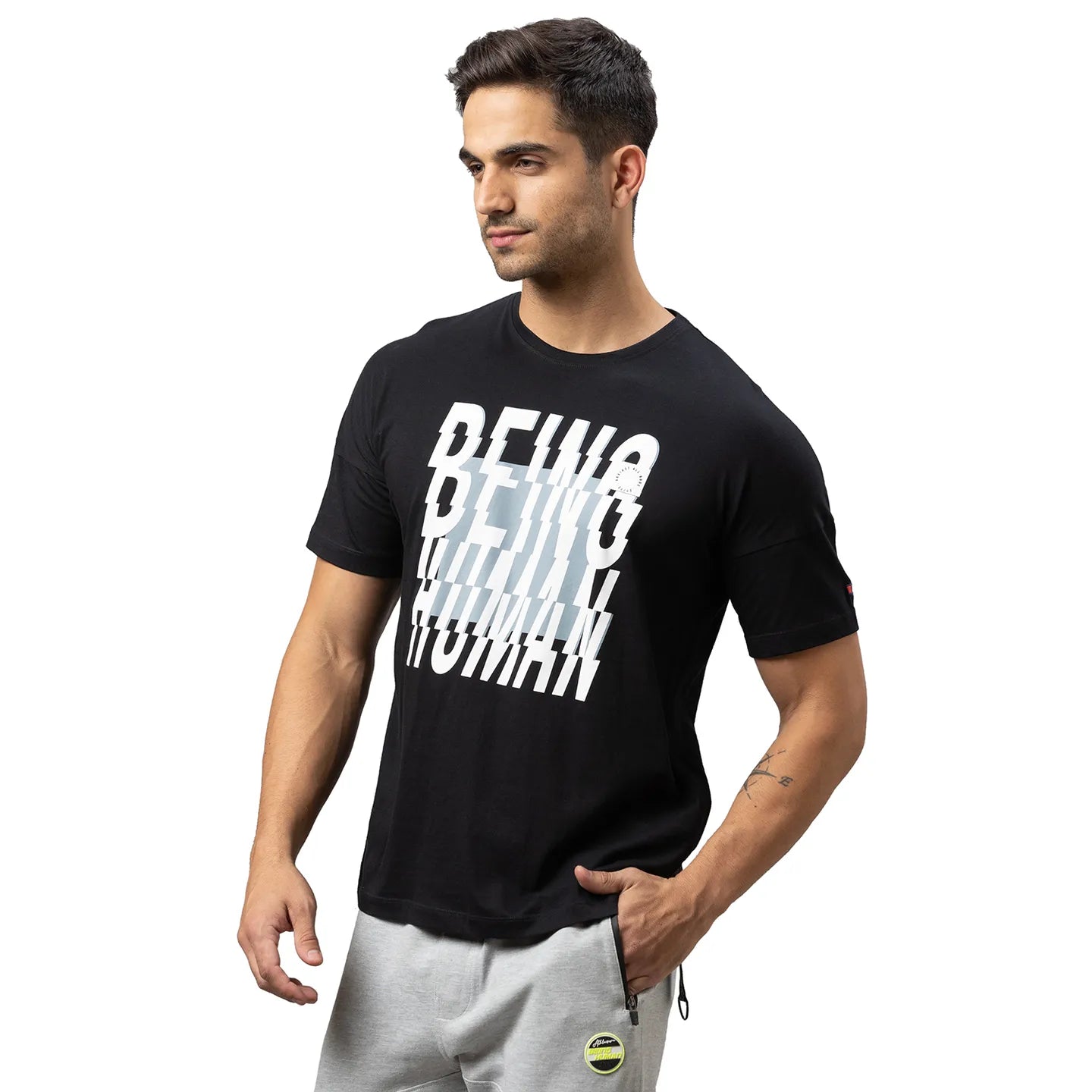 Being Human Clothing Men Regular Fit Crew Neck T-Shirts-Black